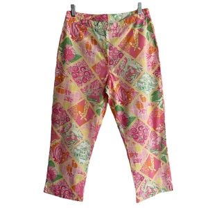 Lilly Pulitzer Diamond Bright Cotton Capri Pants 6